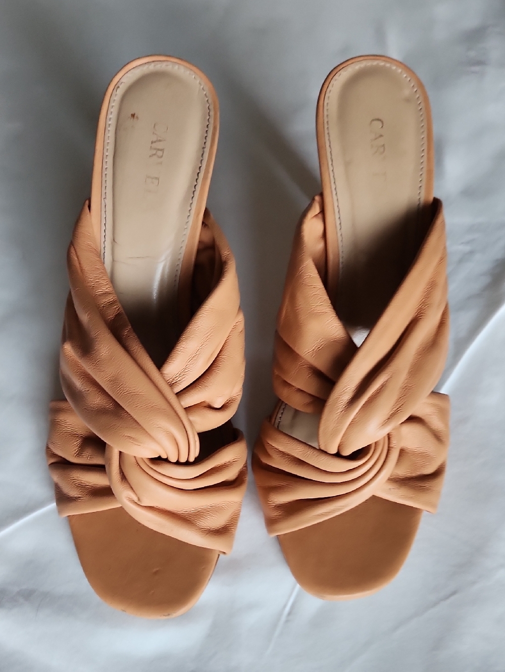 Women’s Knotted Slide Mules in Tan